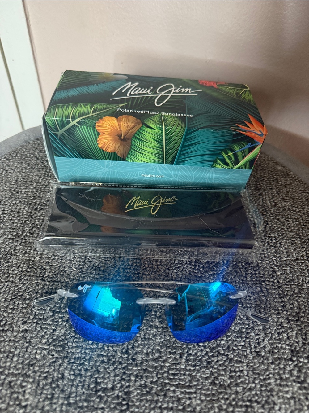 Maui Jim Rimless Sunglasses with Blue Mirrored Lenses
